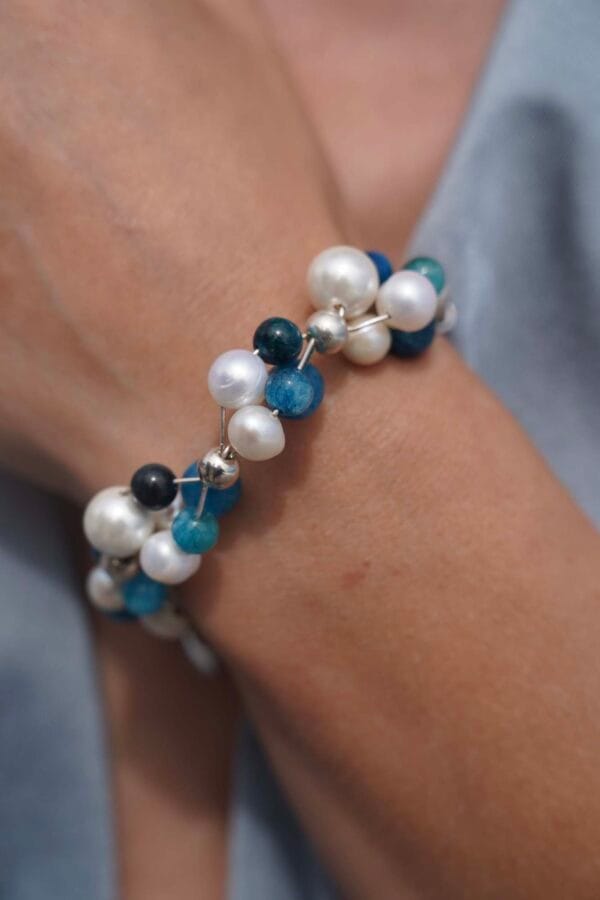 Brazalete Conjunto de Plata y Perlas Marinas, Joyería Luison