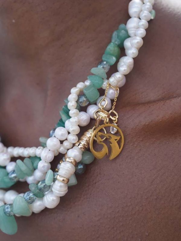 Conjunto Evolución de Perlas Marinas y Ágata Turquesa, Joyería Luison