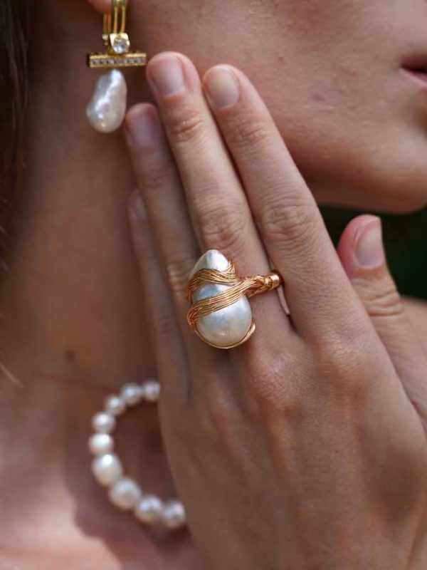 Anillo Promesa Dorada | Perla, Joyería Luison