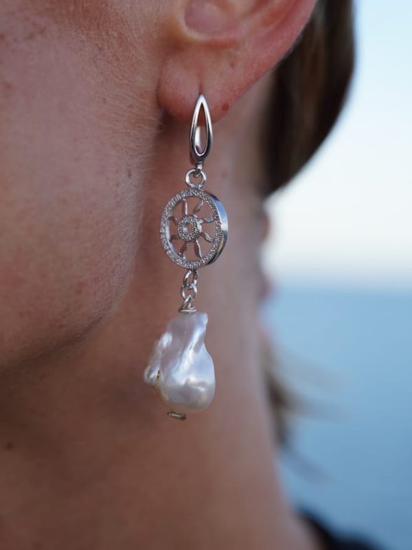 DSC08663 Pendientes Atardecer de Plata y Perla Barroca, Joyería Luison