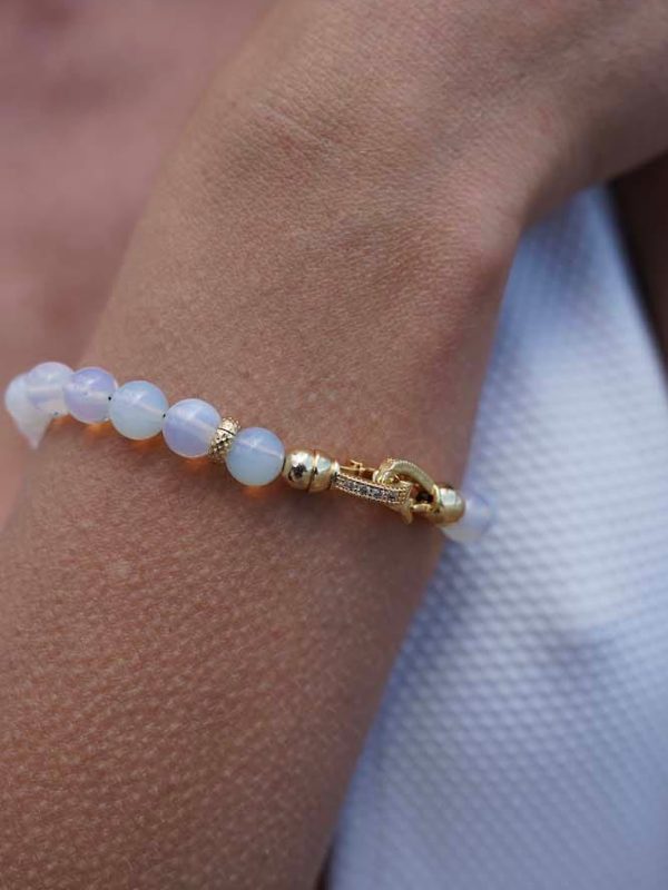 Brazalete Regalo de Luna Piedra de Luna y Oro 18k, Joyería Luison
