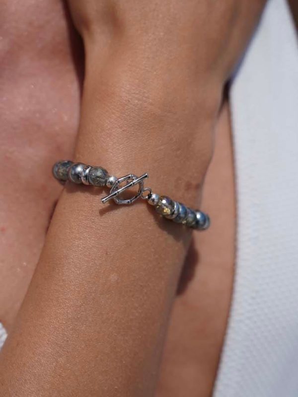 Brazalete de Perlas con Cierre de Plata 925 Blue Love, Joyería Luison