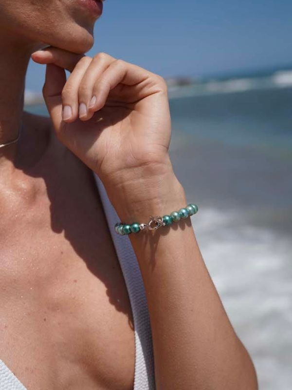 Brazalete Ocean Perlas Turquesa y Plata 925, Joyería Luison