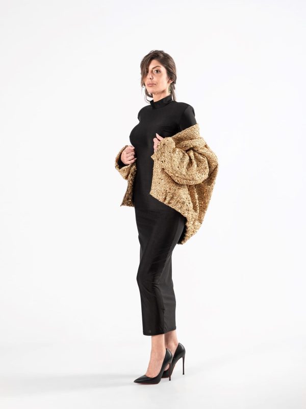 Chaqueta Bomber Dorada con Lentejuelas, Luison