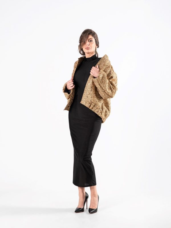 Chaqueta Bomber Dorada con Lentejuelas, Luison