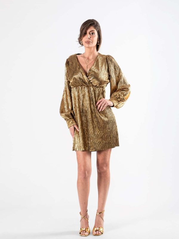 Vestido Corto Dorado Brillante, Luison