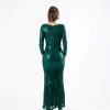 VDNSV2025_01_p Vestido Verde con Lentejuelas y Manga Larga, Luison