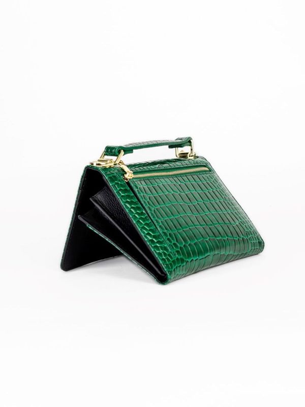 Cartera Verde Cocodrilo, Bolso de Mano Elegante, Luison