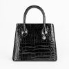 Bolso STL Negro Bolso de Mano Negro con Patrón de Cocodrilo LACKE, Luison