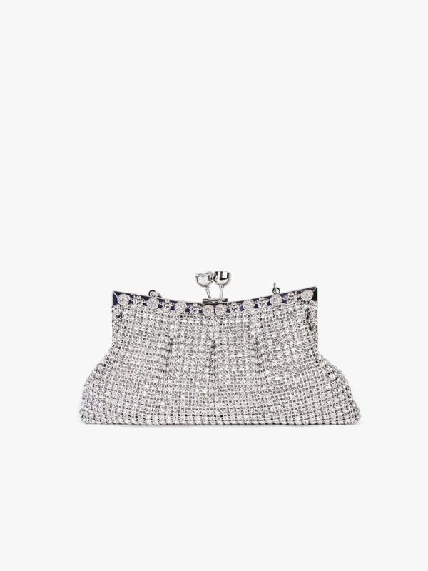 Bolso de Mano Plateado con Diamantes, Luison