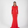 VDNFR0000001414_1 Vestido Rojo Largo de Sirena Elegante | LUISON