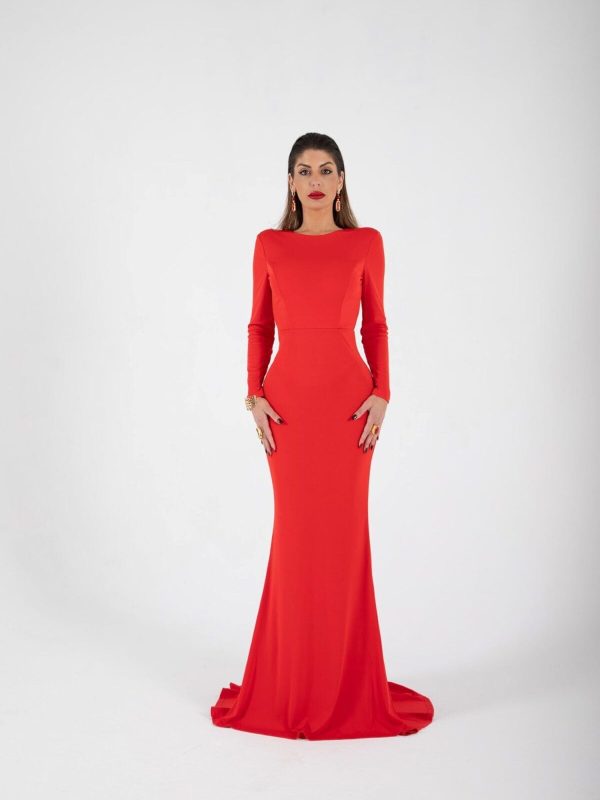 Vestido Rojo Largo de Sirena Elegante | LUISON
