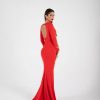 VDNFR0000001414_2 Vestido Rojo Largo de Sirena Elegante | LUISON