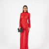 VDNMS0014000140_2 Vestido Largo de Encaje Rojo Sexy para Fiesta y Noche | LUISON