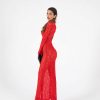 VDNMS0014000140_3 Vestido Largo de Encaje Rojo Sexy para Fiesta y Noche | LUISON