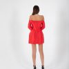 Vestido Mini Rojo Brillante de Hombros Descubiertos | LUISON