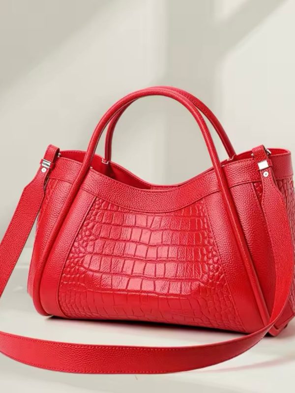 Bolso de Piel Cocodrilo Rojo