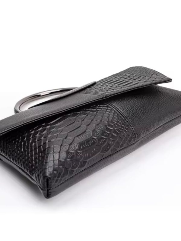 Bolso de Piel con Estampado de Serpiente Negro | LUISON