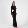 VCP0012_3 Vestido Conjunto Negro Elegante Largo | LUISON