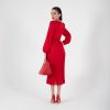 VCVR000014_3 Vestido Rojo Elegante Plisado de Manga Larga, Luison