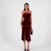 Vestido Rojo de Terciopelo Elegante Midi | LUISON
