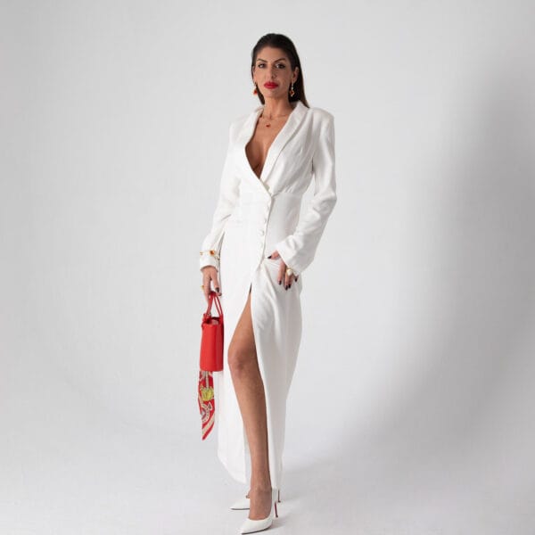 Vestido de Noche Blanco Largo Elegante | LUISON