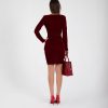 VEB0140141414_02 Vestido Corto de Fiesta de Terciopelo Bordo | LUISON