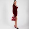 VEB0140141414_03 Vestido Corto de Fiesta de Terciopelo Bordo | LUISON