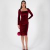 VEDN014014_1 Vestido Midi de Terciopelo Vino | LUISON