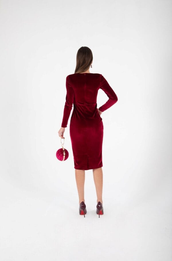 Vestido Midi de Terciopelo Vino | LUISON