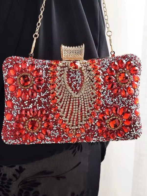 Bolso Fiesta Rubí | Clutch Elegante Pedrería Roja | LUISON