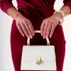 BUCBBN14_n Bolso de Mano Blanco de Piel Auténtica | LUISON