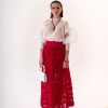 FASLRR014014_1 Falda Roja Larga La Rosa - Elegante Diseño 3D | LUISON