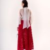 Falda Roja Larga La Rosa - Elegante Diseño 3D | LUISON