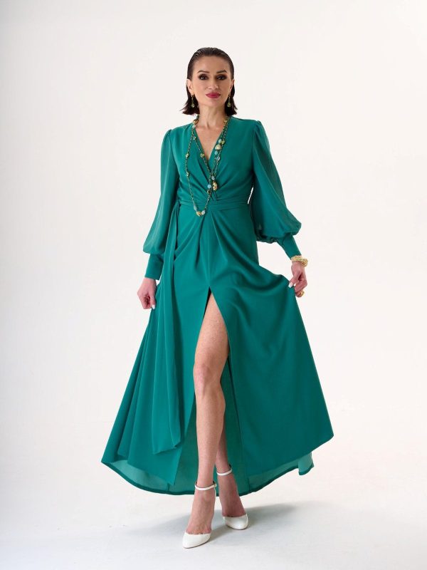 VDEM1212_1 Vestido De Mar | Elegante Vestido de Noche Turquesa | LUISON