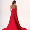 VDGAR00140014_2 Vestido Rojo Satén Cola Desmontable | LUISON