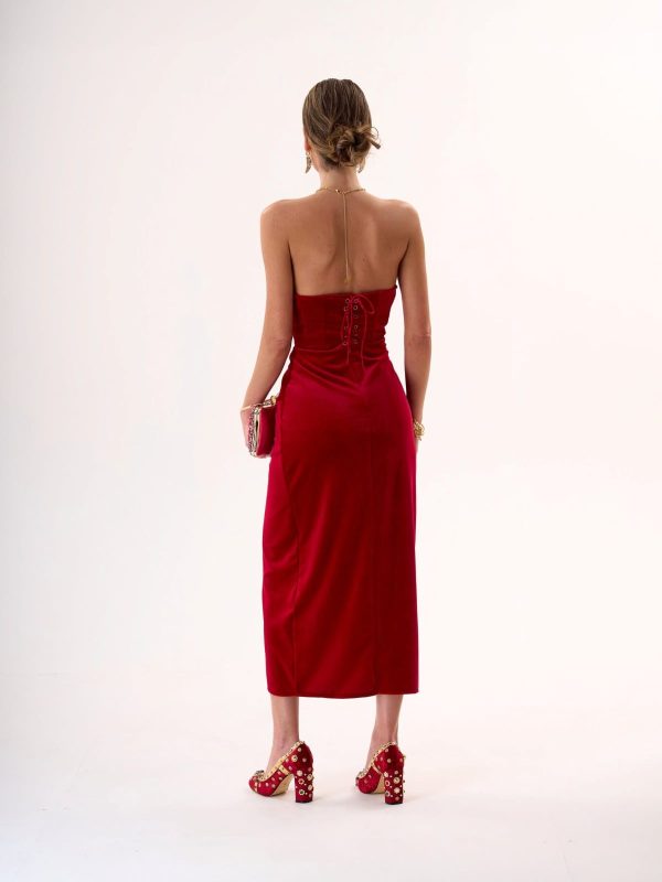Vestido de Noche Bordo Brillante de Terciopelo | LUISON