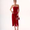 Vestido de Noche Bordo Brillante de Terciopelo | LUISON