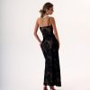 VESTIDOFLOR1_2 Vestido Negro Elegante Largo con Flores Transparente | LUISON