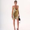 VESTMETALAD25_2 Vestido de Fiesta Mini Brillante con Escote en V | LUISON