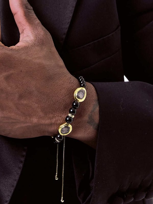 Brazalete Murano y Obsidiana Gold Brazalete Murano y Obsidiana Gold