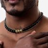 Collar de Perlas de Obsidiana Negra Gold