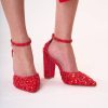 JDZYBB014_111 Zapatos y Clutch Rojo Cristal de Fiesta - Juego Bésame de LUISON