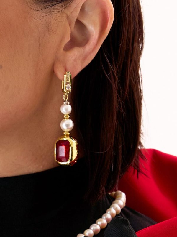 Pendientes Unisex Pearl Diamond Jade Pendientes Unisex Pearl Diamond Jade