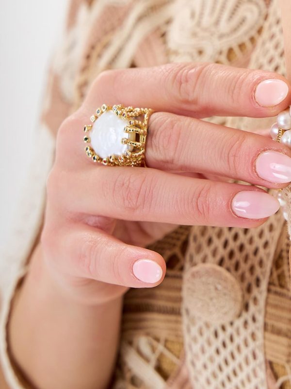 Anillo Perla Barroca Murano Gold