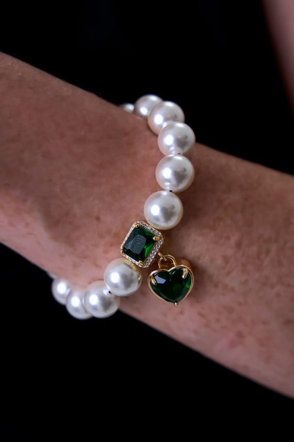 Brazalete Esmeralda Y Perlas Gold - Imagen 3