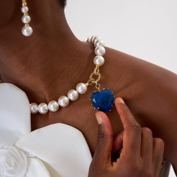 Gargantilla Corazón Del Mar Azul Oscuro Gold