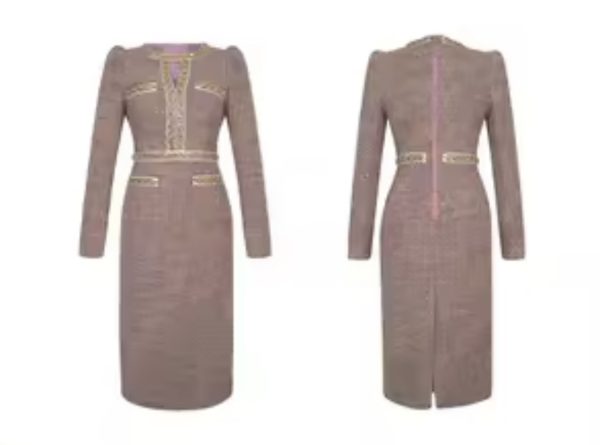 Vestido Jaklin Rosado Dorado - Imagen 3