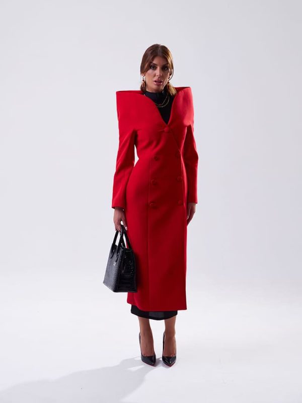 Abrigo Ligero (1) Abrigo Ligero Elegante para Primavera Elegancia Roja