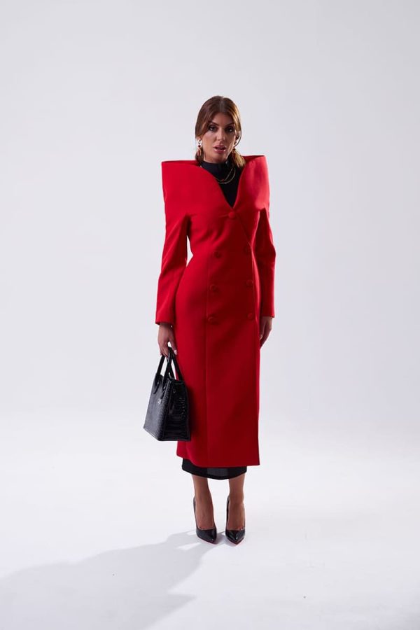 Abrigo Ligero (1) Abrigo Ligero Elegante para Primavera Elegancia Roja